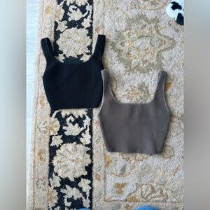 Babaton Black and Brown Sculpt Knit Tanks